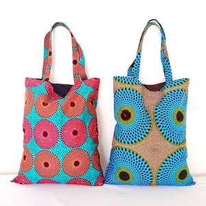 Basket case, tote bag, geometric pattern, circles print pattern, summer accessory, shopping bag, african wax, african fabric, handmade bag