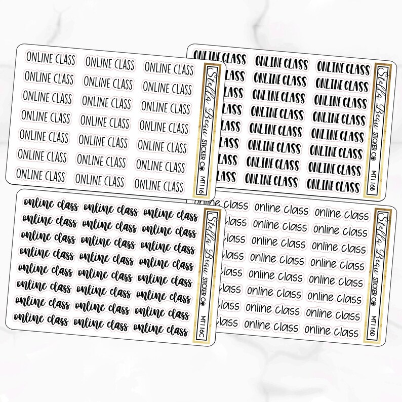 Script Stickers Mini Icons Mini Script MT116 Word Sticker Online Class script Functional Organisational Stickers Small Text