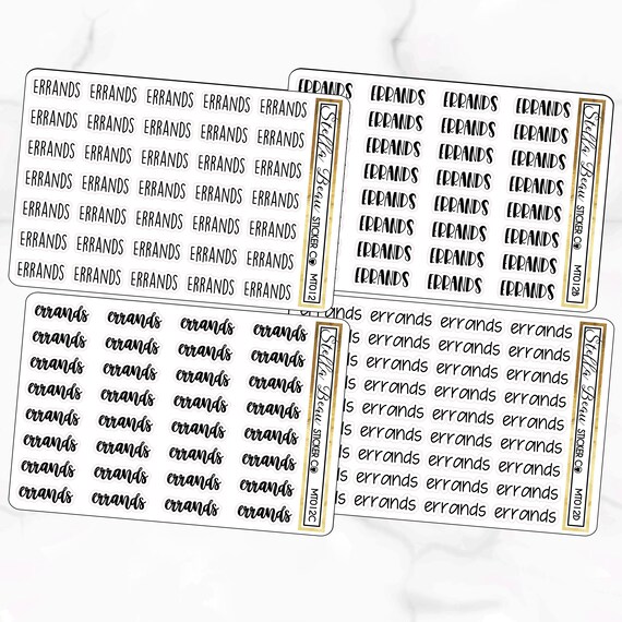 Script Stickers Mini Icons Mini Script MT116 Word Sticker Online Class script Functional Organisational Stickers Small Text