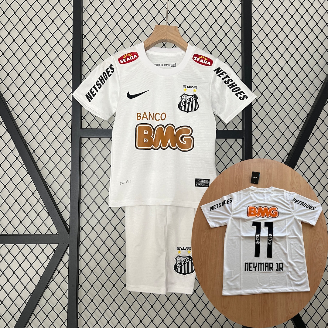 Retro Kids Neymar JR 11 Santos FC Home Retro Jersey 2011-2012, Neymar