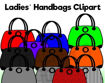 Ladies Handbags Clipart for Commercial Use, Digital Clipart, Png Images