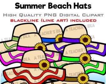 Beach Hats Clipart | Summer Clipart for Commercial Use, Digital Clipart, Png Images
