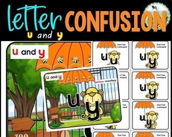 Letter Confusion Posters u and y, Letter Reversal Posters, Classroom Poster for Handwriting