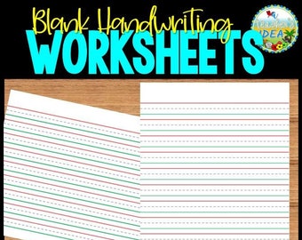 Blank Handwriting Worksheets Digital Download Handwriting Practice Printable Paper Kids Handwriting PDF Writing Practice Sheets