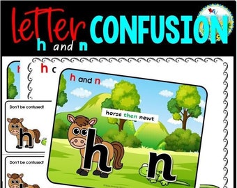 Letter Confusion Posters h and n, Letter Reversal Posters, Classroom Poster for Handwriting