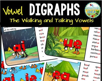 Spelling Rules Posters Spelling Printables, Vowel Digraphs (Vowel Teams) Posters and Student Notebook Sheets