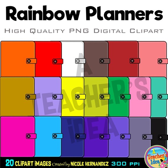20 Rainbow Planners Png Clipart Digital Clipart for | Etsy