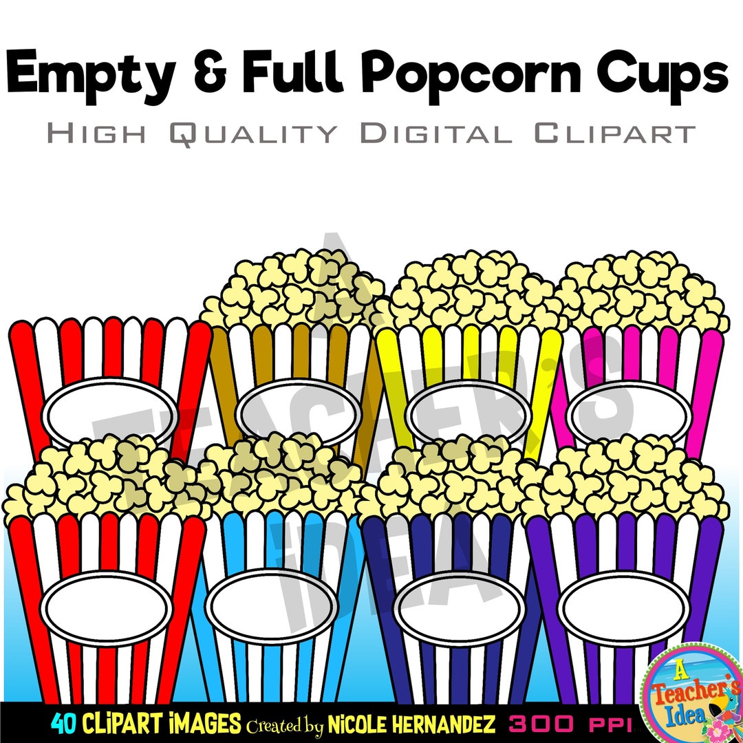 Popcorn Cups Clipart, Commercial Use, Digital Clip Art, Png Images Etsy