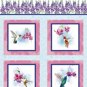 Quilting Treasures panel fabric with various hummingbirds in different  poses Fabric by Japanese Indie - modeS4u