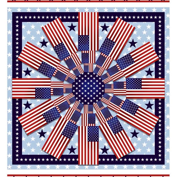 American Style fabric panel, cotton fabric, quilting fabric, fabric by the panel, 4th of July fabric, patriotic quilt fabric panel