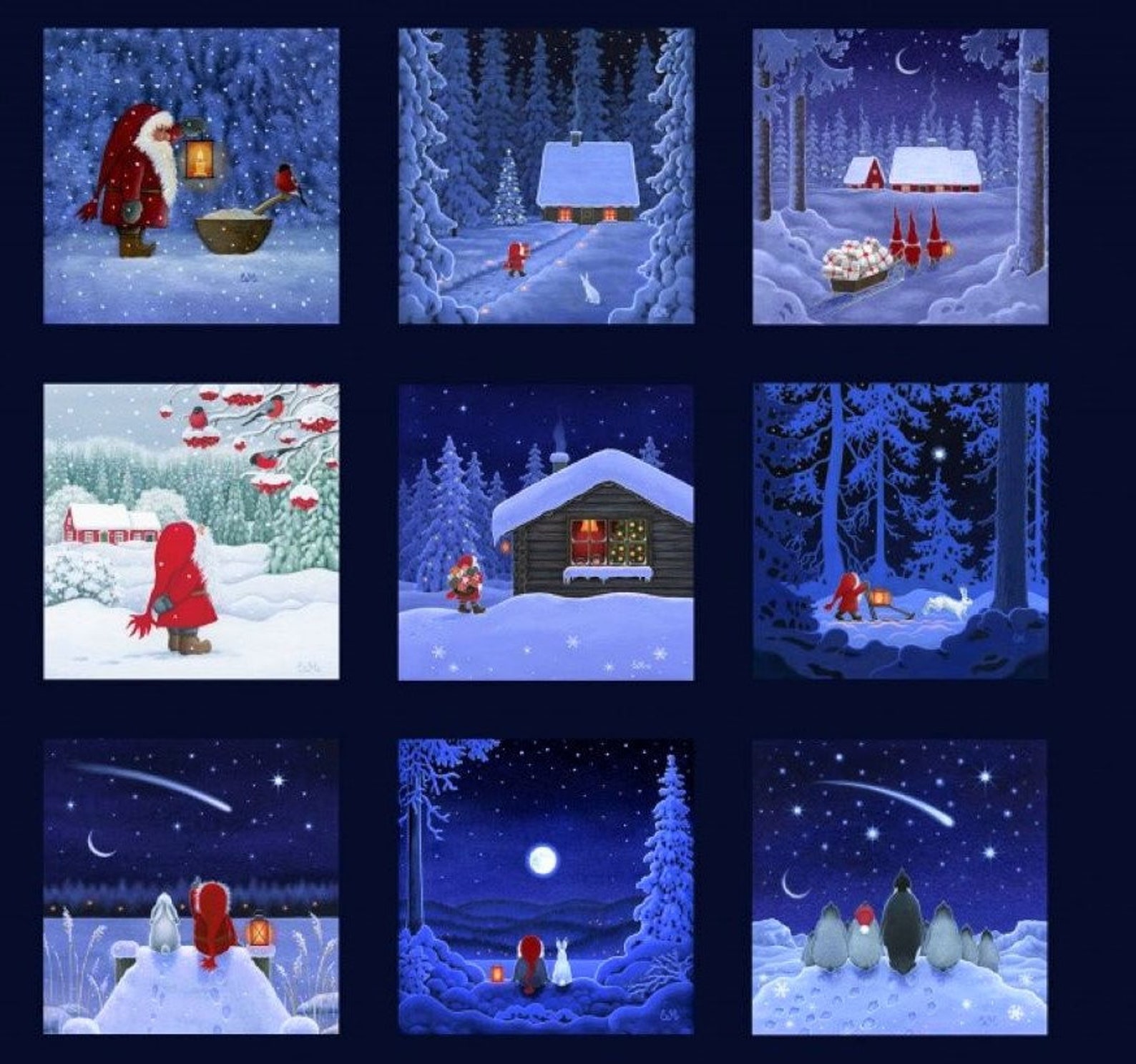 Tomten Village Fabric Panel Lewis & Irene Fabric Cotton Etsy