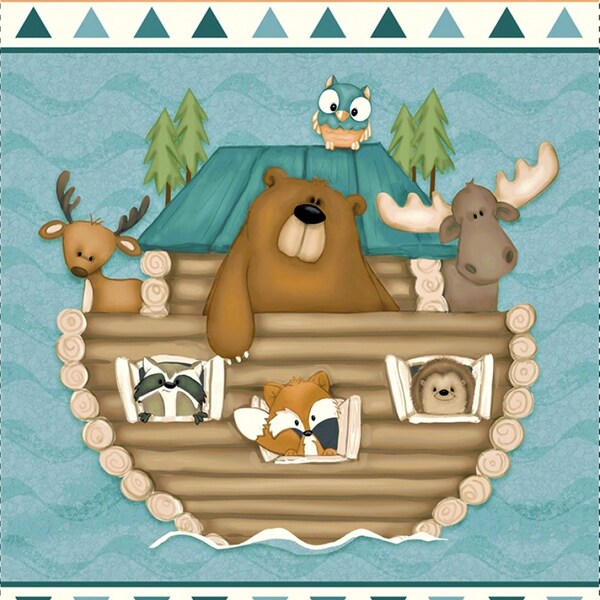 Dream Big Little One Noah's Ark large panel fabric, quilt fabric, cotton fabric, cotton fabric, Noah's Ark fabric, fabric by the panel