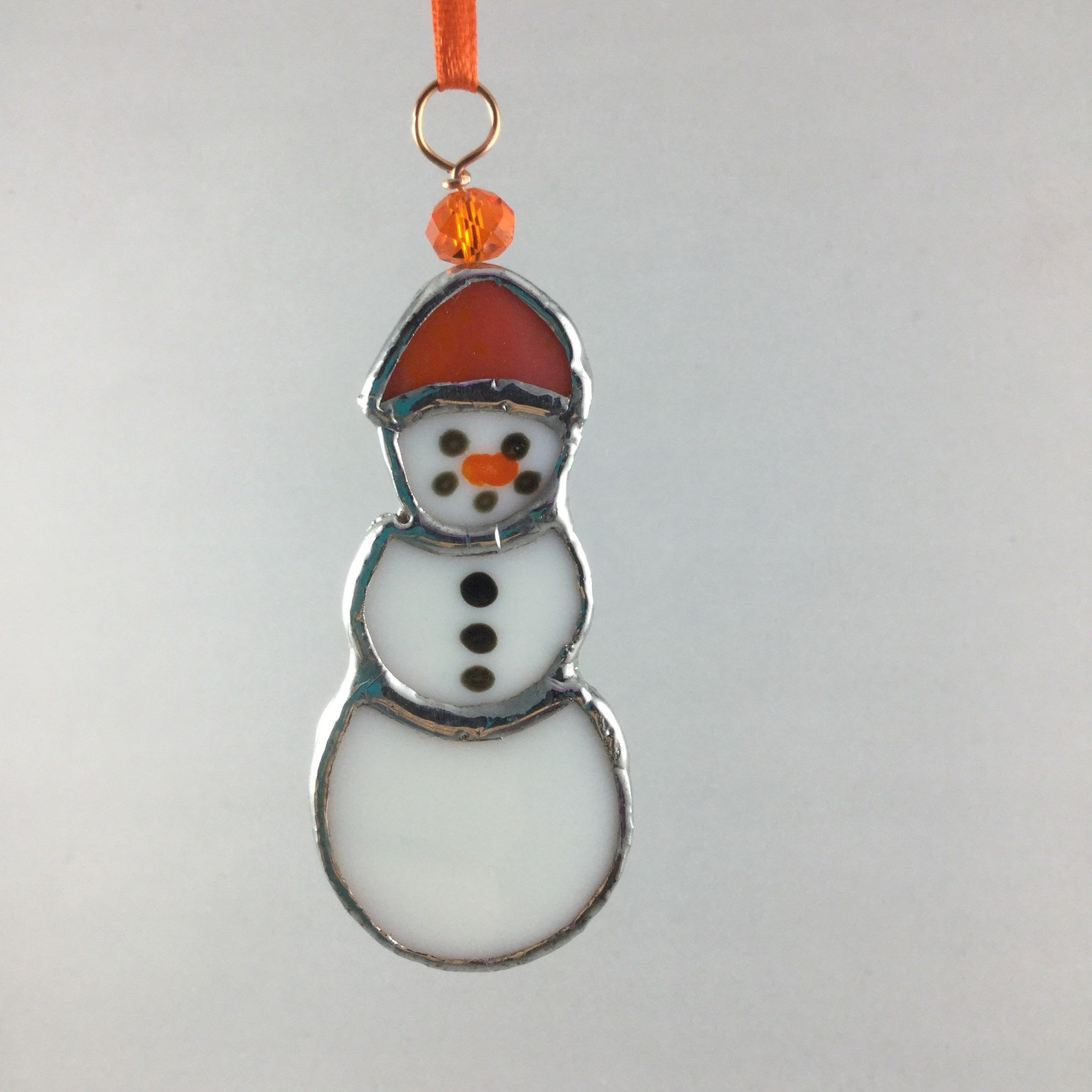 Stained Glass Mini Snowman Christmas Tree Ornament - Etsy