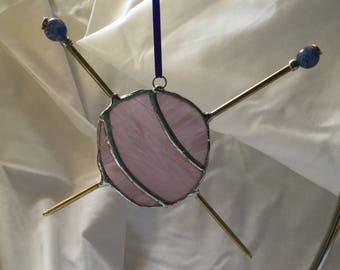 Knitter's suncatcher - with a ball of yarn and knitting needles!