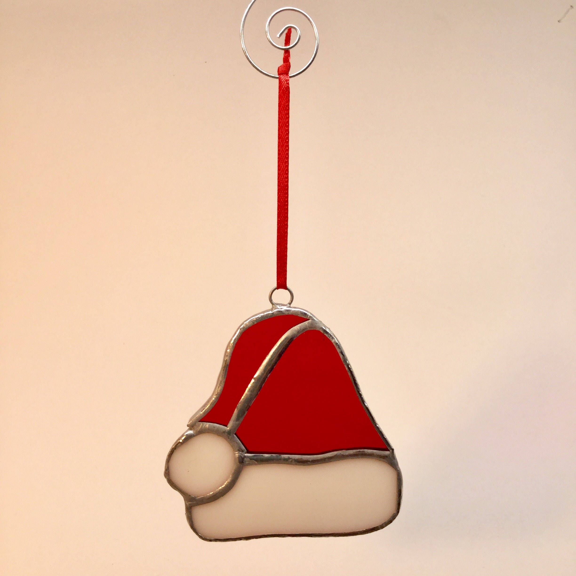 Stained Glass Santa Hat Ornaments - Etsy Canada