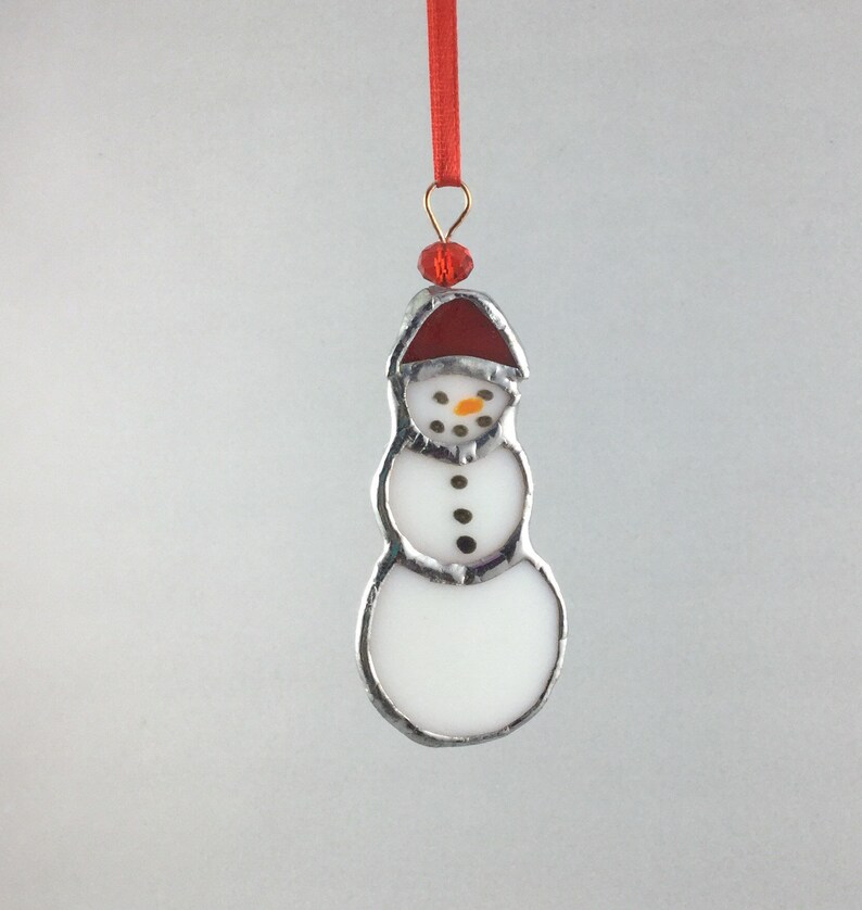 Stained Glass Mini Snowman Christmas Tree Ornament - Etsy