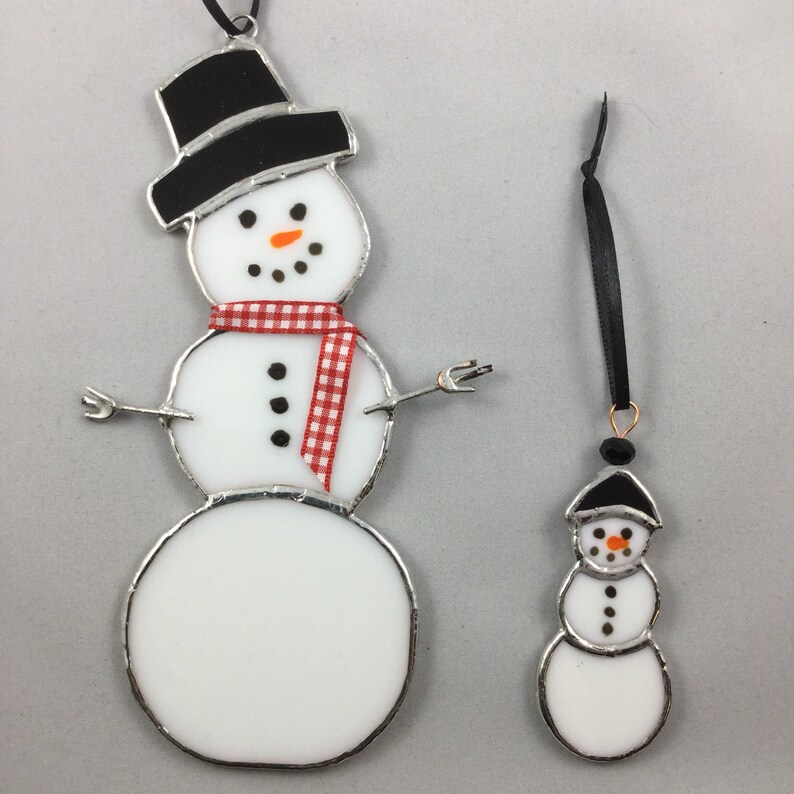 Stained Glass Mini Snowman Christmas Tree Ornament - Etsy