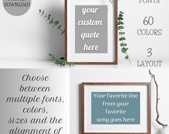 Custom Quote Print, Personalised Text, Personalized Poster, Creative Typography Wall Art, Song Lyrics, Custom Quote Gift