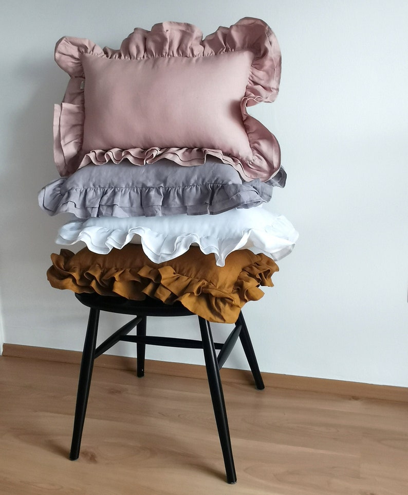 Linen pillowcase Ruffled linen pillow cases Throw pillow covers Linen pillowcase Ruffled linen pillow cases Throw pillow covers