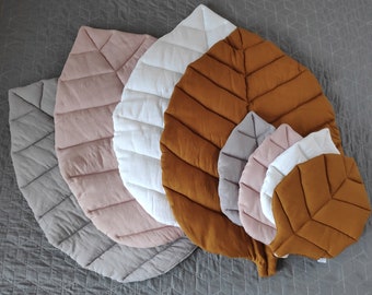 Tappetino da gioco per bambini con foglie biologiche, morbido tappetino per bambini, tappeto con foglie, tappetino per il tempo sulla pancia, decorazioni per la cameretta dei bambini, regalo per baby shower