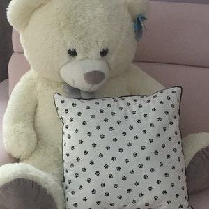 Pillow Paw Print, Monochrome Delight with Animal-Inspired Design image 2