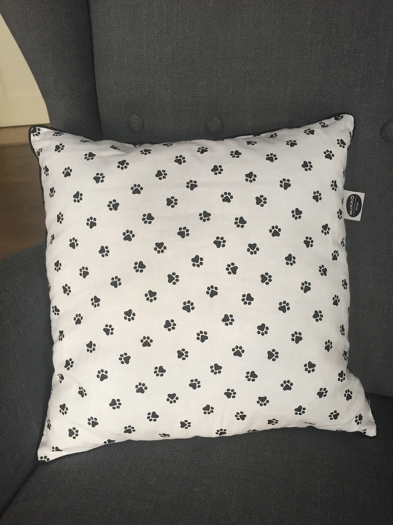 Pillow Paw Print, Monochrome Delight with Animal-Inspired Design image 3