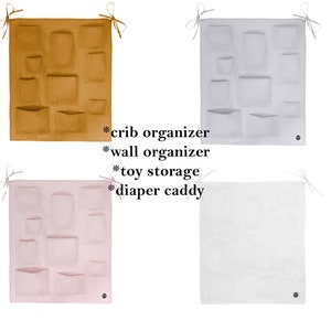 Baby Wall Organizer, Hanging Pockets, Toy Storage Organizer, Linen Fabric Organizer, Nursery Organization