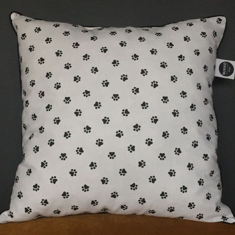 Pillow Paw Print, Monochrome Delight with Animal-Inspired Design image 4