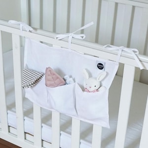White Linen Baby Storage Organization, Hanging Storage Organizer, Gift for Baby Shower