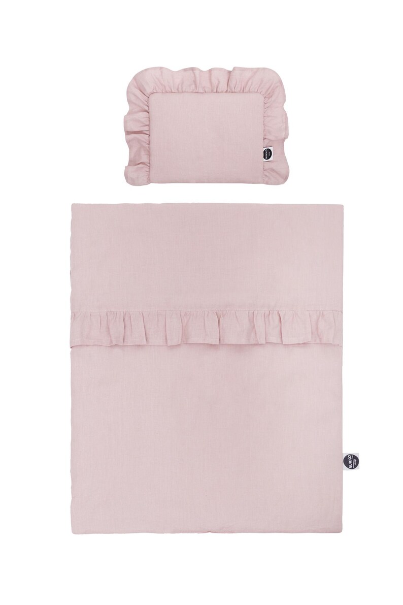 Pink Linen Kids Bed Set, Organic Linen Bedding for Children image 4