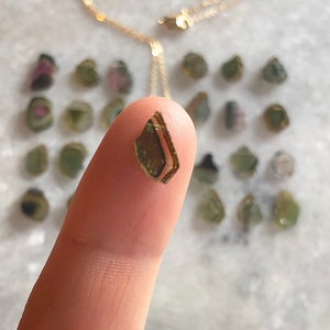 Tiny Tourmaline Slice Necklace || Choose Your Own Stone!