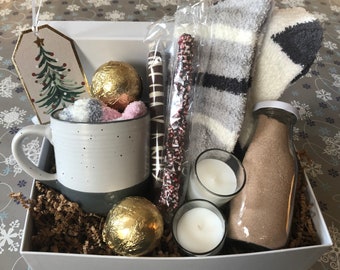 Caja de regalo cómoda y acogedora / Caja para amantes del chocolate / Paquete de cuidado relajante y reconfortante /