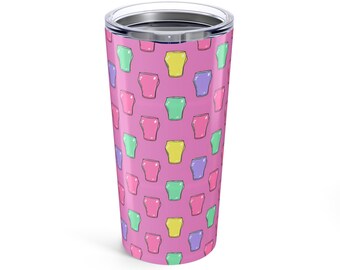Vaso con patrón de taza de colores: Vaso térmico de acero inoxidable