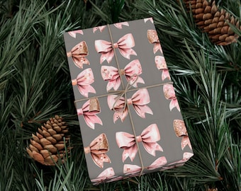 Papel de regalo con lazo Coquette: papel de regalo navideño satinado o mate