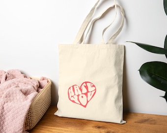 Heart You Cotton Canvas Tote Bag: Eco-Friendly Reusable Shopping Bag