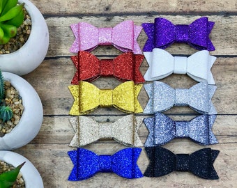 Small Glitter Bow on Nylon or Clip, Baby Glitter Bow, Glitter Hair Bow, Sparkle Bow, Tiny Glitter Bow, 10 Colors- BUY 3 GET 1 FREE!