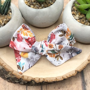 Fall Watercolor Floral Bow | 20 styles | Maroon Floral Bow, Schoolgirl Bow, Tuxedo Bow, Mustard Gray Floral, Pigtail Bow, BUY 3 GET 1 FREE!