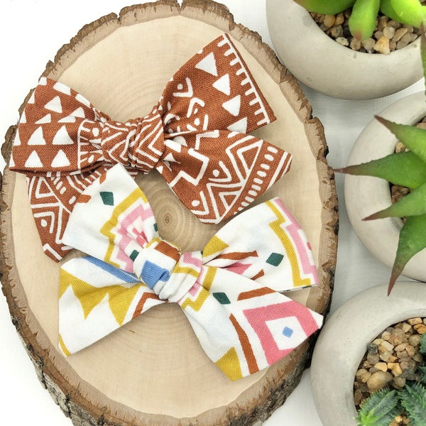 Southwest Bow, You Choose 1! | 20 styles | Tribal Aztec Print, Fall Summer Bow, Schoolgirl Bow, Sailor Bow, Pigtail Bows, BUY 3 GET 1 FREE!