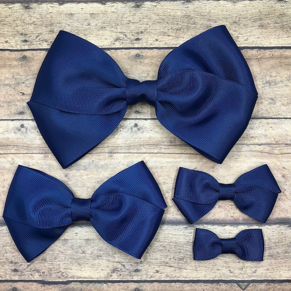 Navy Blue Hair Bow, Navy Hard Headband, Blue Hair Bow, Large Blue Bow, Solid Navy Bow, Small Navy Bow, Dark Blue Bow, BUY 3 GET 1 FREE!