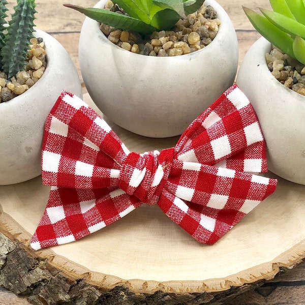 20 styles | Red Gingham Bow (1/4") | Schoolgirl Bow, Tuxedo Bow, Pigtail Bow, Sailor Bow, Summer Bow, Red Plaid Bow, BUY 3 GET 1 FREE!