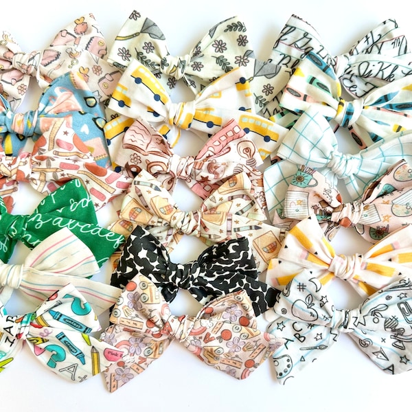 Back to School Bow | 20 styles | You Choose 1 | Cursive Bow, Crayon Bow, Schoolgirl Bow, Pigtail Bow, Sailor Bow, Buy 3 Get 1 FREE!