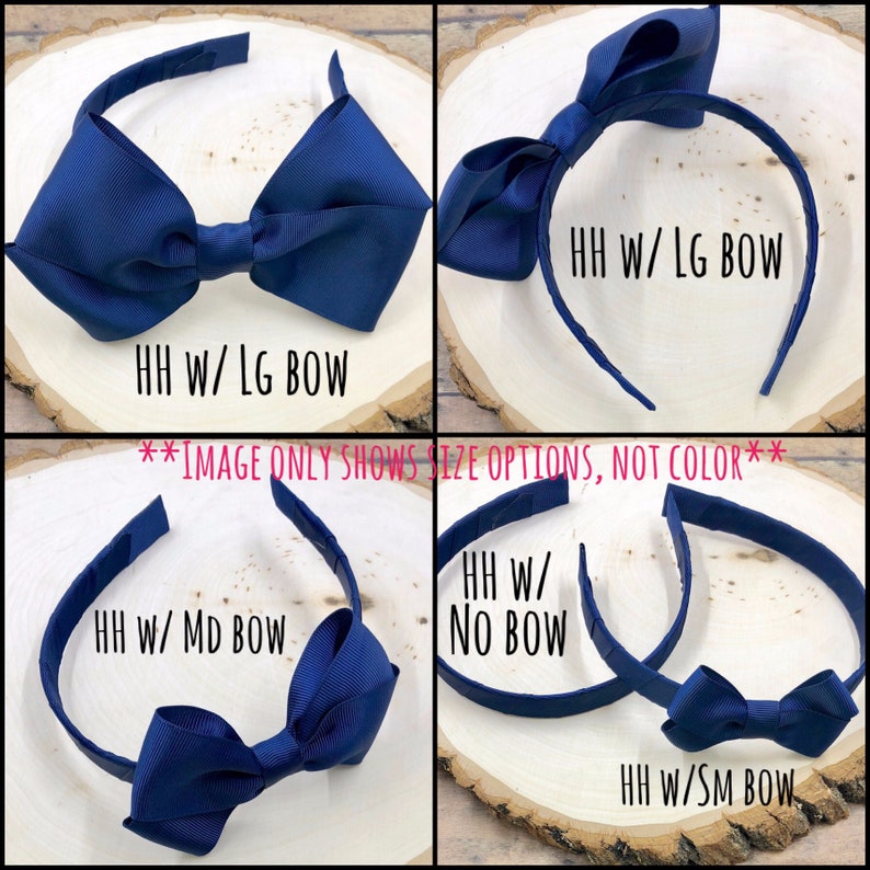 Navy Blue Satin Bow on Hard Headband Large Navy Blue Bow Etsy