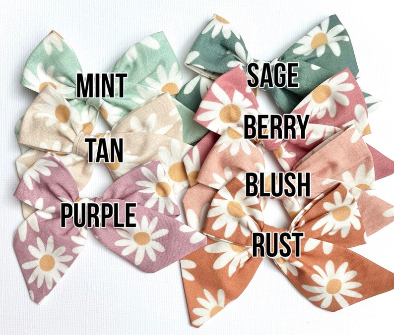 Daisy Bow, You Choose 1 20 styles Spring Summer Floral Bow, Schoolgirl Bow, Pigtail Bows, Sailor Bow, BUY 3 GET 1 FREE image 2