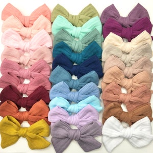 Gauze Bow, You Choose 1! | 20 styles | Spring Summer Bow, Schoolgirl Bow, Sailor Bow, Pigtail Bow, Newborn Bow, BUY 3 GET 1 FREE!