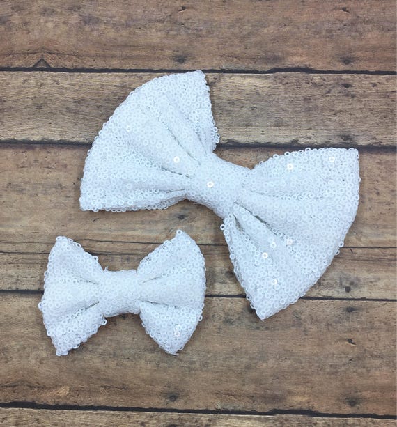 School...Pigtails Bows silver dots 3.5/" wide lot of 2...4 total bows as picture
