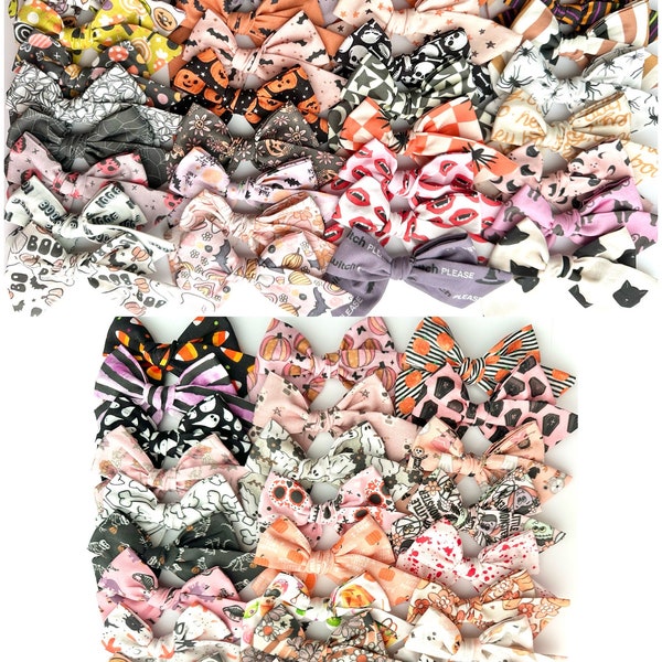 20 styles | Halloween Bow, You Choose One! | Schoolgirl Sailor Bow, Bow Tie, Pigtail Bows, Candy Corn Pumpkin Trick Or Treat Ghost Bats