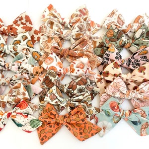 Thanksgiving Bow, You Choose One! | 20 Styles | Schoolgirl Sailor Bow, Bow Tie, Pigtail Bows, Pumpkin Pies Football Autumn Fall