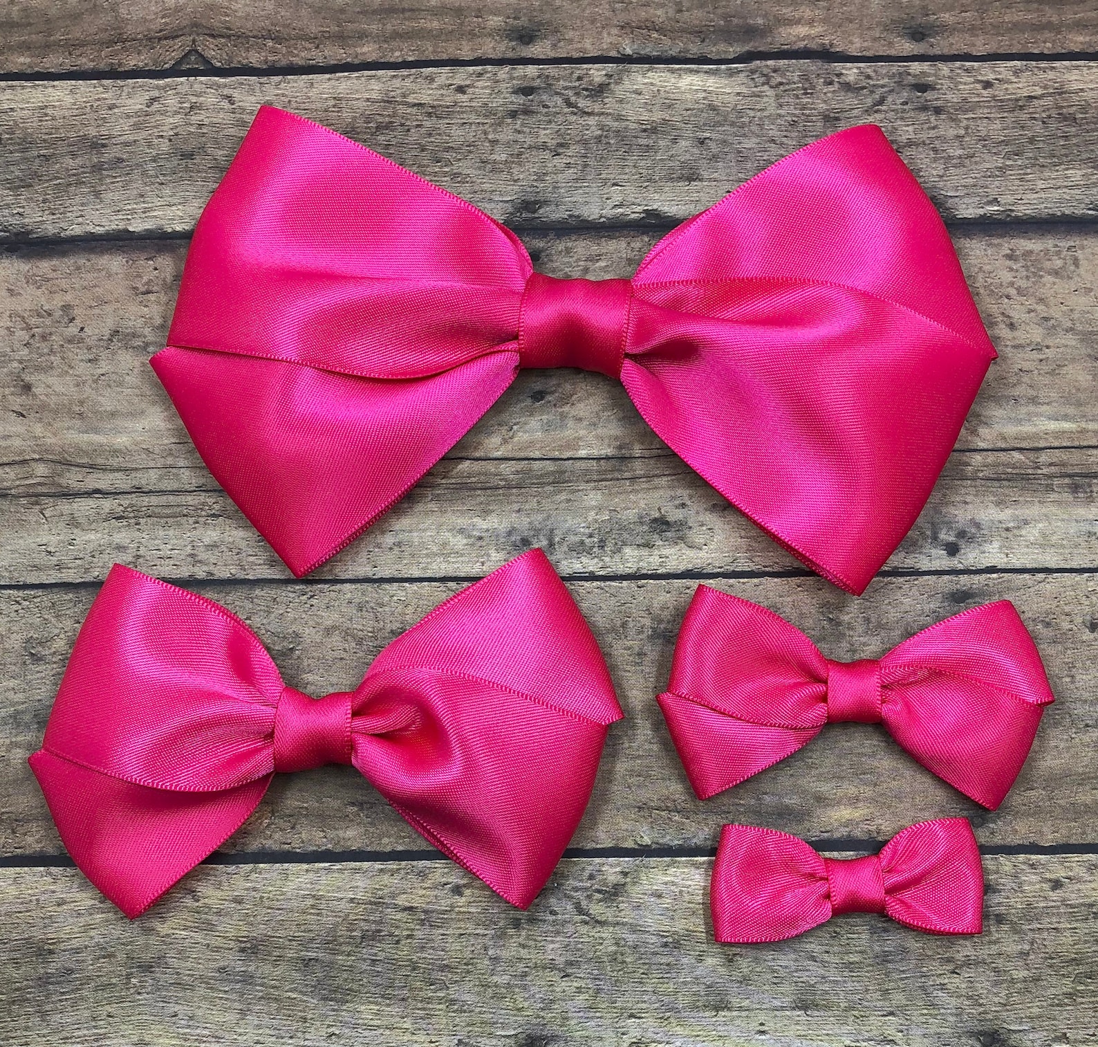 Hot Pink Satin Bow Large Pink Bow Hot Pink Hair Bow Pink Etsy