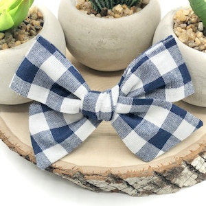 20 styles | Navy Buffalo Check (3/8") | Schoolgirl Bow, Tuxedo Bow, Pigtail Bow, Sailor Bow, Blue Gingham, Blue Plaid Bow, BUY 3 GET 1 FREE!