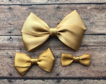 Gold Hair Bow, Gold Hard Headband, Metallic Gold Bow, Solid Gold Bow, Small Gold Bow, Gold Bow Headband, Gold Bows, BUY 3 GET 1 FREE!